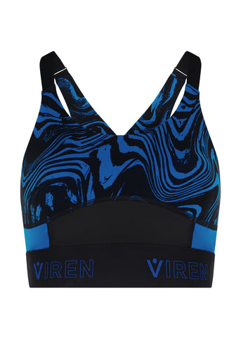 Prowess Print Block Bra - Blue Swirl